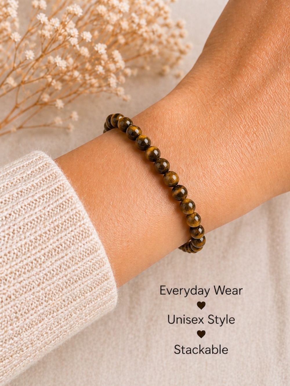 6mm Tiger’s Eye Bracelet – Genuine Natural Crystal | Protection & Confidence